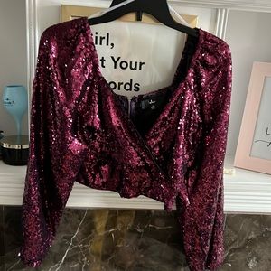 Lulus crop purple sequin top